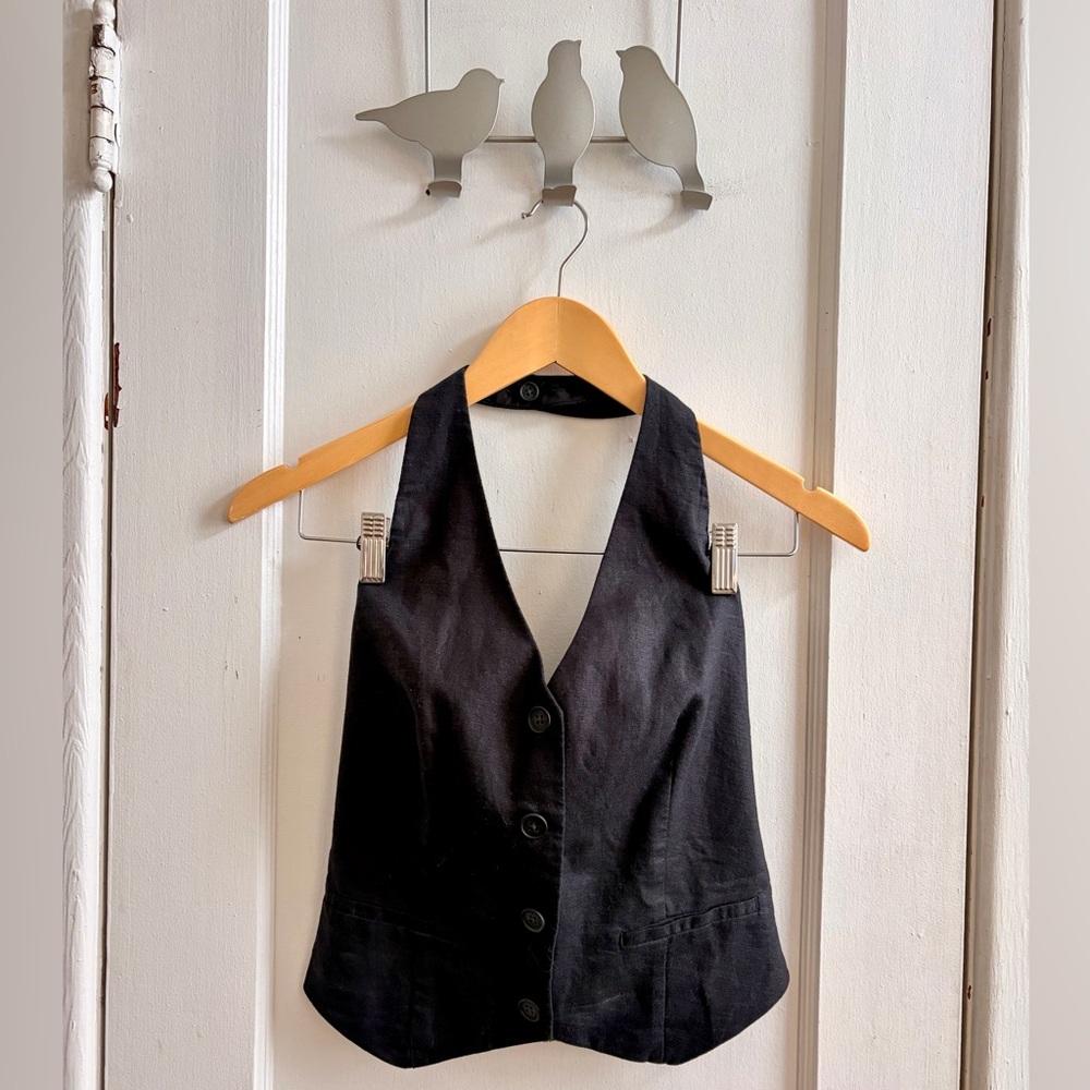 GAP Black Two-Piece Halter Vest with Side Tie Wrap Skirt